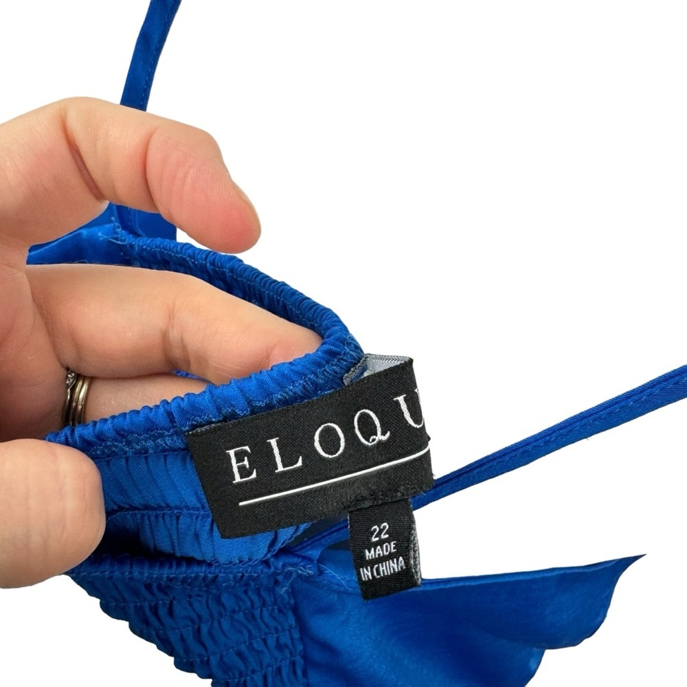 ELOQUII Bundle of 2 Satin Sheen Blue White Strappy Crop Top Plus Size 22 Tie - Picture 2 of 16